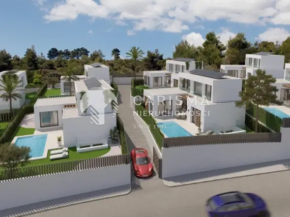 (76) Nowe i nowoczesne wille z widokiem na morze, w budowie, w Alfaz del Pi, Alicante, Costa Blanca