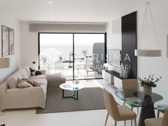 (4) Apartamenty przy Serena Golf z widokiem na morze, tarasami i ogrodami w Los Alcázares